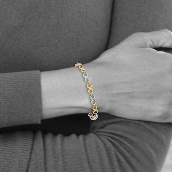 14k Two Tone Gold, 5mm Figure-8 Chain Link Bracelet, 7.25 Inch - Picture 5 of 6